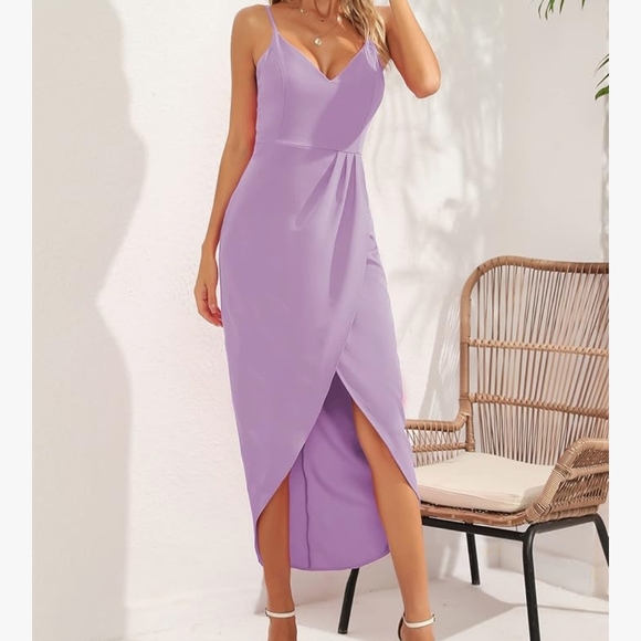 CMZ2005 Sexy V Neck Backless Maxi Sleeveless Spaghetti Straps Cocktail Dress - Picture 3 of 14